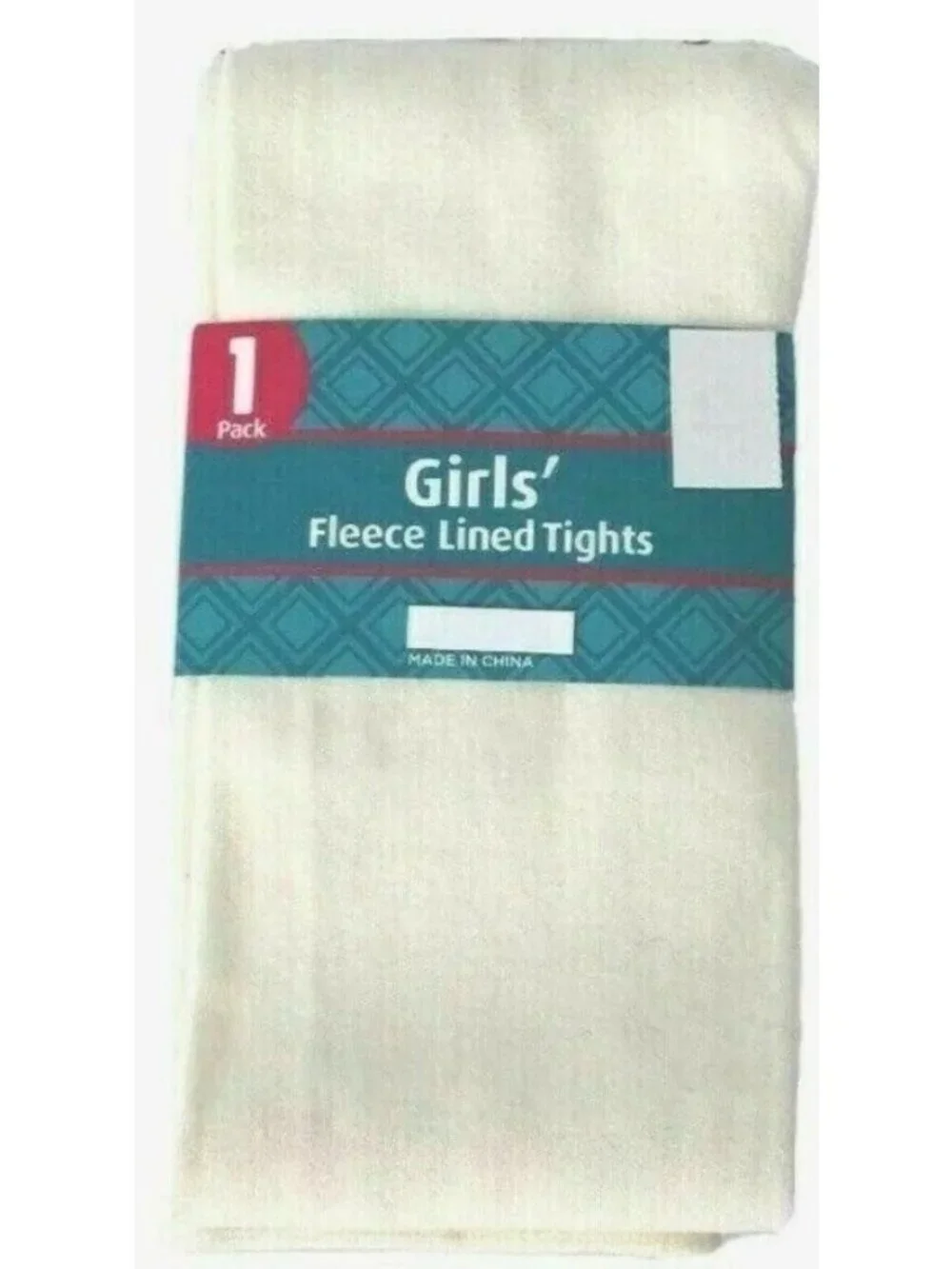Girls Fleece Lined Tights 1 LRG 8-10 Off-White Ivory Stretch Soft Polyester NWT